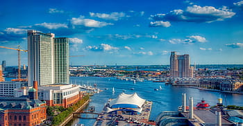 baltimore, přístav, záliv, cestovní ruch, panoráma, město, městský, lodí, hdr, panoráma města, scénický