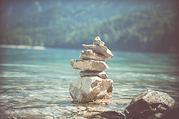 relax, zen, rest, mindfulness, peaceful, waterfront, meditation, silence, stones, pile of stones, nature