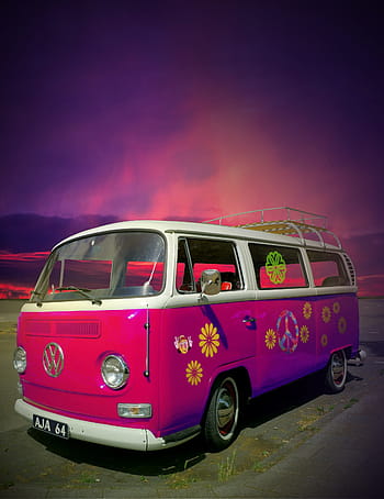 vw, bulli, obytný automobil, ikona Kalifornie, hippie, hippie tijdperk, hippie kleur, barvitý, atmosféra, sen, psychedelické