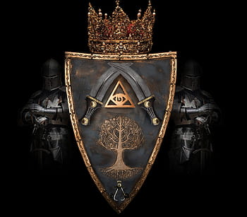 knight, decoration, king, queen, warrior, crown, emblem, coat of arms, arms, icon, logo