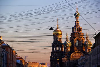 petersburg, Svatý, Rusko, krovi, spaß, na, noc, katedrála, ortodoxní, leningrad, ruština