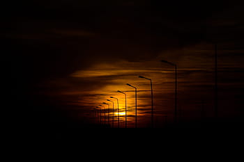 Natur, Himmel, Dämmerung, Sonnenuntergang, Sonnenaufgang, Sonne, unheimlich, Wolken, Reihe, Linie, Lampen