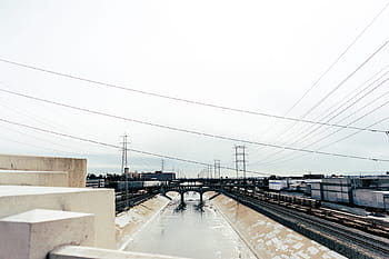 railroad, railway, train tracks, station, transportation, bridge, urban, industrial