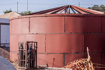 Červené, vodní silo, svařované, průmysl, energie, nádrž, plyn, továrna, kontejner, olej, kov