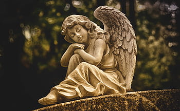 angel, guardian angel, sculpture, white, figure, cemetery, faith, hope, stone, angel figure, statue