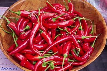 chilli, food, hot, red, bowl, market, spicy, vegetables