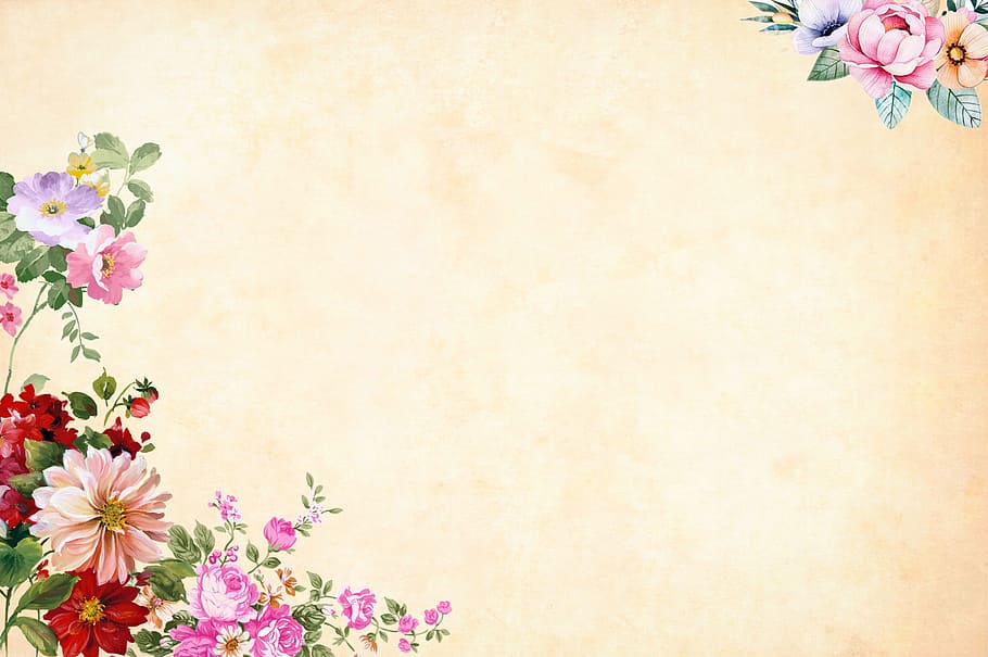 vintage, flower, background, watercolor, floral, border, garden, frame, spring, card, art