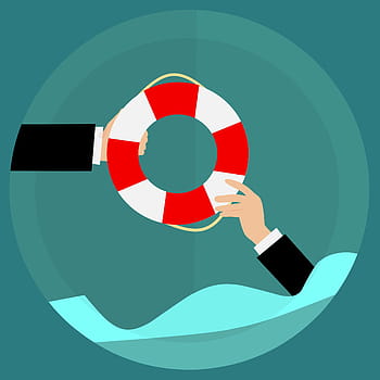 illustration, life preserver, handed, person, water., survival, survive, rescue, help, arms, bankruptcy