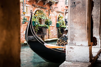 venesia gondola, italia, arsitektur, perahu, kanal, kanal grande, eropa, gondola, bersejarah, rumah, tua