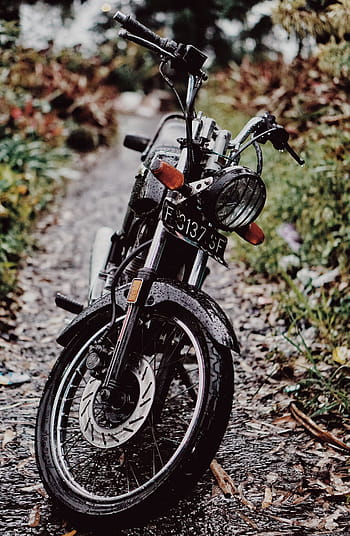 vendimia, moto, negro, retro, parque, camino, carretera, transporte, aventura, clásico, vehículo
