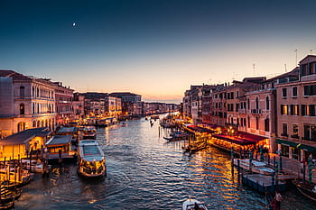 benátky itálie canal grande, noc, architektura, lodí, kanál, kanál grande, město, Evropa, večer, gondola, historický