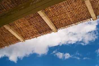 modrý, mraky, nebe, bílý, střecha, strop, architektura, design, struktura