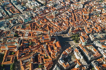 letecký, Pohled, historický, město, Praha, Česká republika