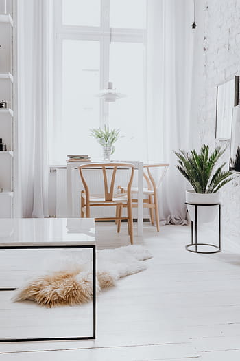 ruang tamu, ruang, scandi, interior, desain, 'meja marmer umum, minimal, meja kopi, putih, modern, dinding bata