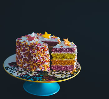 birthday cake, birthday, cake, celebrate, celebration, close up, color, colorful, colors, pink, purple