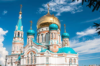 architettura, ortodosso, Chiesa, Cattedrale, cupola, Omsk, cupola della cattedrale, cristianesimo, religione, cielo, centro