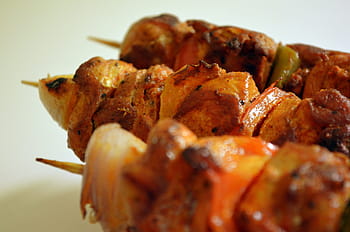 Grilované kuře, Brochette, jídlo, Jehněčí kuře, grilování, kuřecí špízy, grilované jídlo, Chicken Brochette, venkovní vaření, grilované špízy