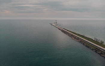 aereo, vista, strada, principale, grande, porto di mare, orizzonte, sfondo, macchina, cantiere navale, nolo